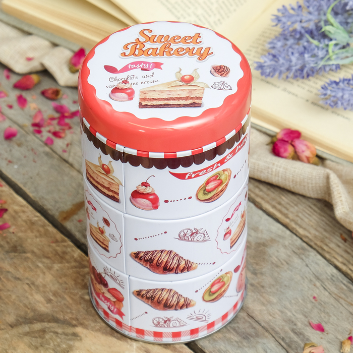 Шкатулка металл "Десерты" набор 3 шт 15,3х8,7х8,7 см