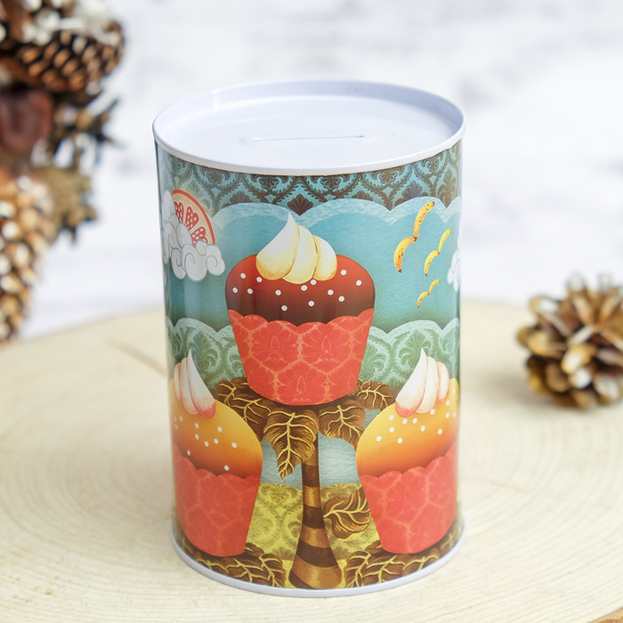 Копилка металл "Капкейки" 12х8х8 см