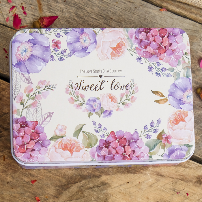 Шкатулка металл прямоугольная "Гортензии" 4х12,5х9,5 см