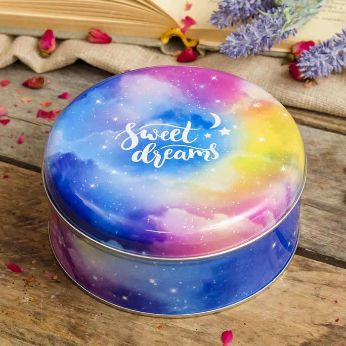 Шкатулка металл круглая "Сладкие мечты" 6х14х14 см