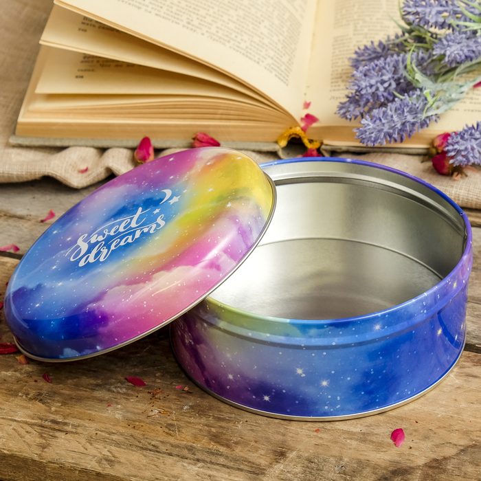 Шкатулка металл круглая "Сладкие мечты" 6х14х14 см