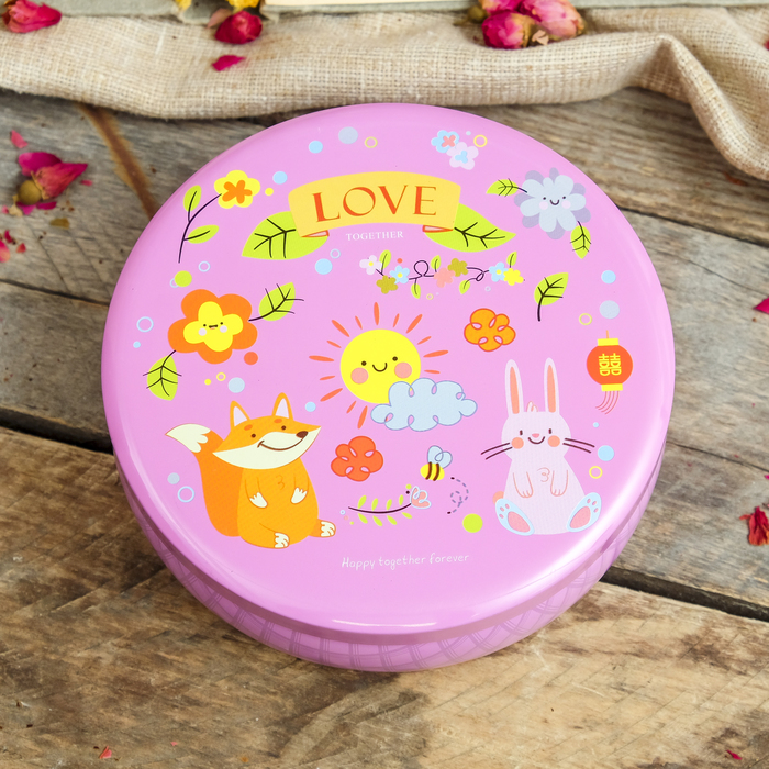 Шкатулка металл круглая "Лесные зверушки" 5,6х13,3х13,3 см