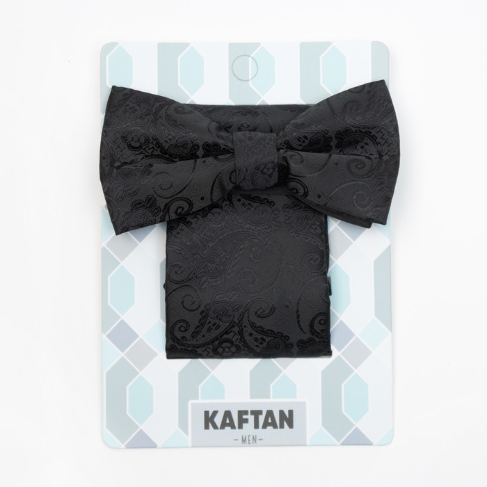 Набор мужской: галстук-бабочка 12 х 6 см, платок 21 х 21 см, чёрный, п/э