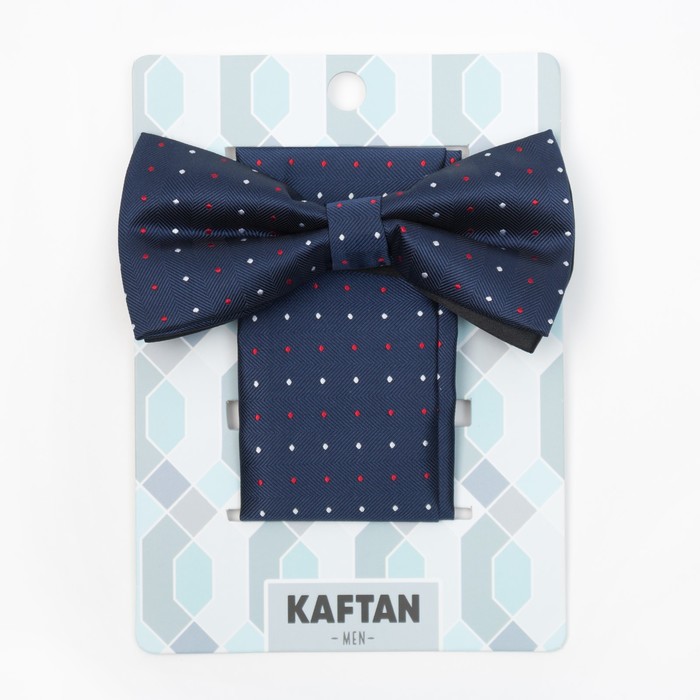 Набор мужской: галстук-бабочка 12х 6 см, платок 21 х 21 см, синий, п/э