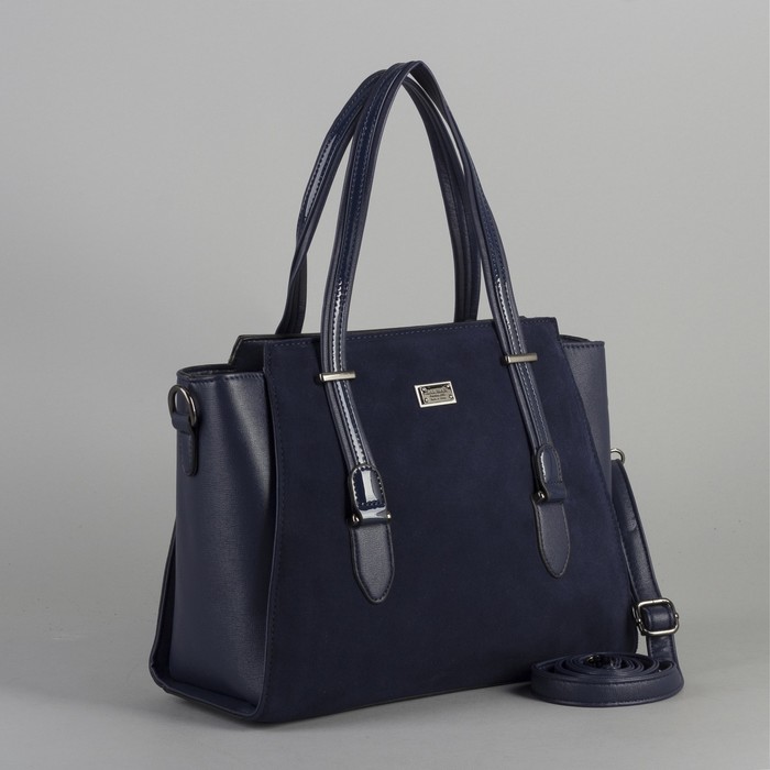 Сумка женская, отдел с перегородкой на молнии, наружный карман, длинный ремень, цвет синий