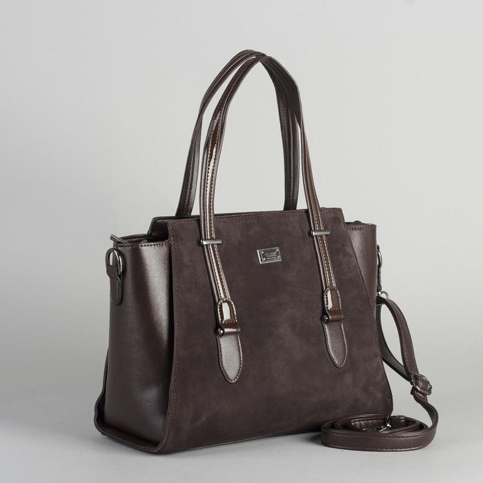 Сумка женская, отдел с перегородкой на молнии, наружный карман, длинный ремень, цвет кофе