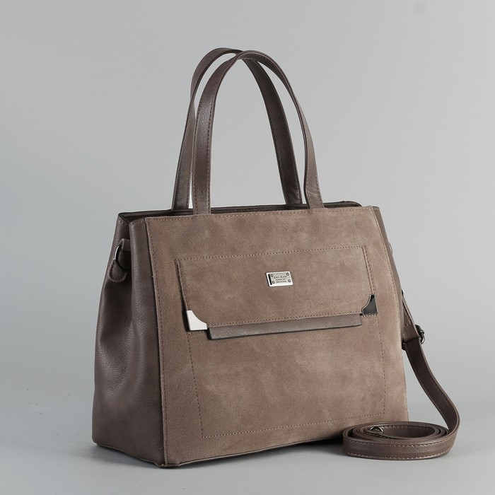 Сумка женская, отдел с перегородкой на молнии, 2 наружных кармана, длинный ремень, цвет хаки