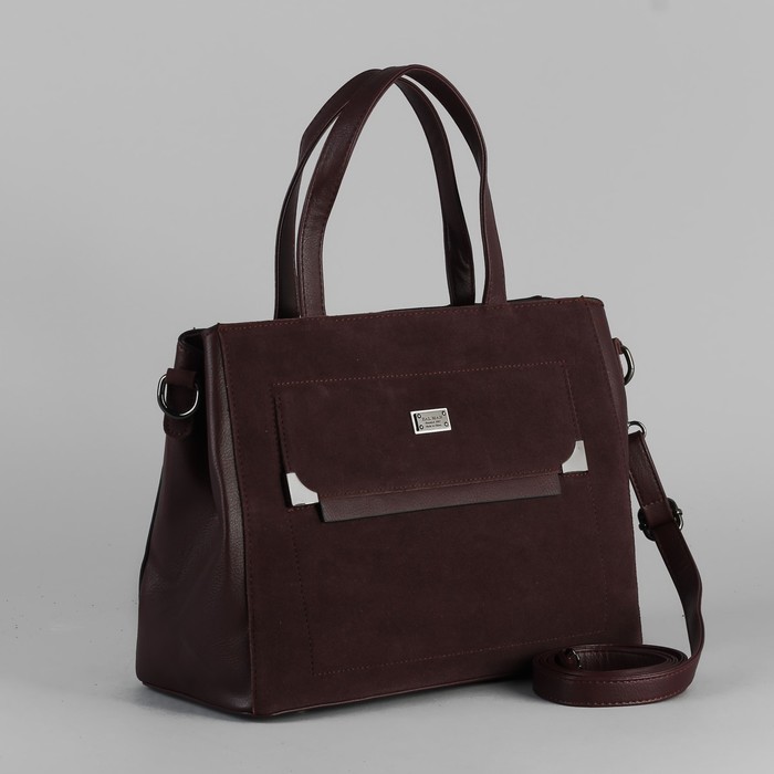 Сумка женская, отдел с перегородкой на молнии, 2 наружных кармана, длинный ремень, цвет бордовый