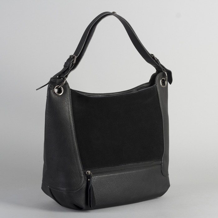 Сумка женская, отдел с перегородкой на молнии, 2 наружных кармана, цвет чёрный