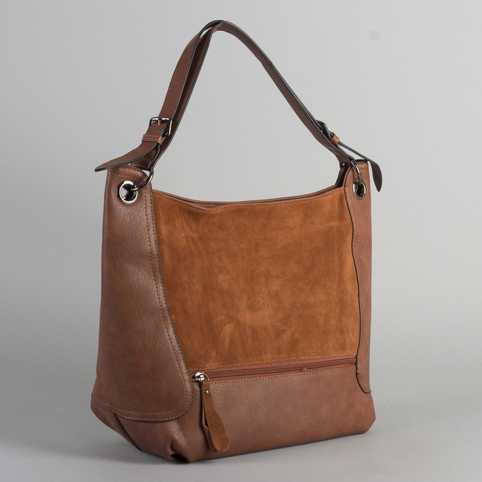 Сумка женская, отдел с перегородкой на молнии, 2 наружных кармана, цвет рыжий