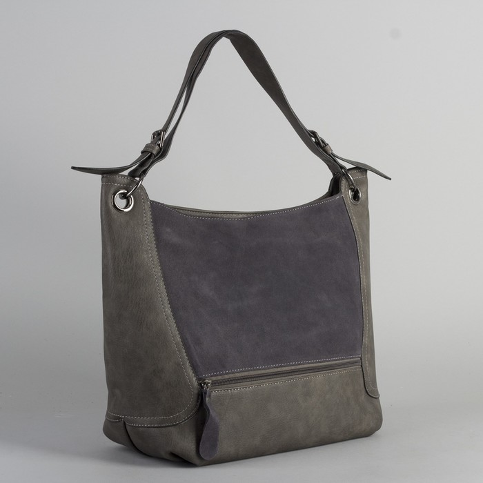 Сумка женская, отдел с перегородкой на молнии, 2 наружных кармана, цвет серый