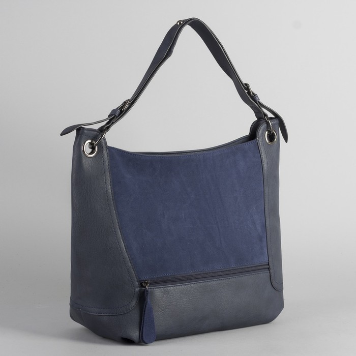 Сумка женская, отдел с перегородкой на молнии, 2 наружных кармана, цвет синий