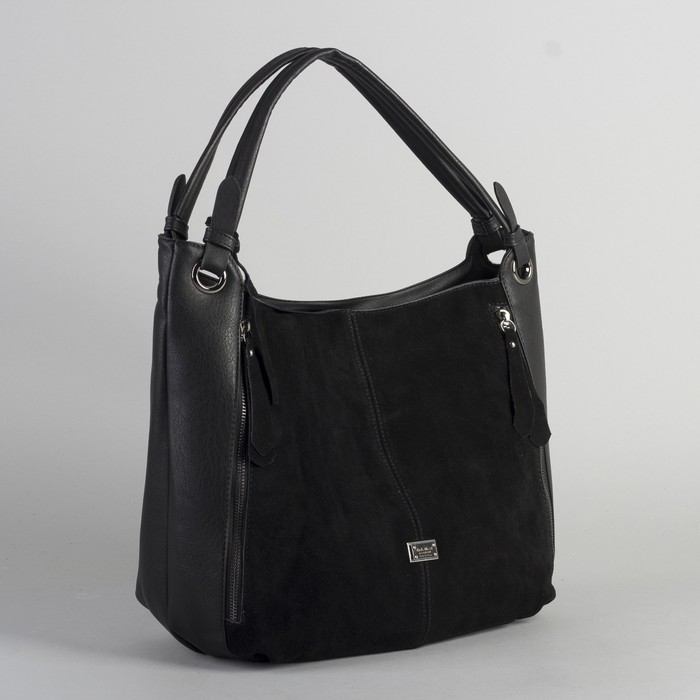 Сумка женская, отдел с перегородкой на молнии, 3 наружных кармана, цвет чёрный