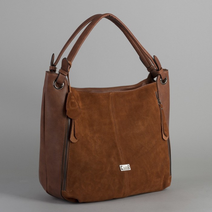 Сумка женская, отдел с перегородкой на молнии, 3 наружных кармана, цвет рыжий