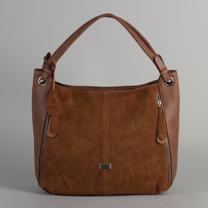 Сумка женская, отдел с перегородкой на молнии, 3 наружных кармана, цвет рыжий