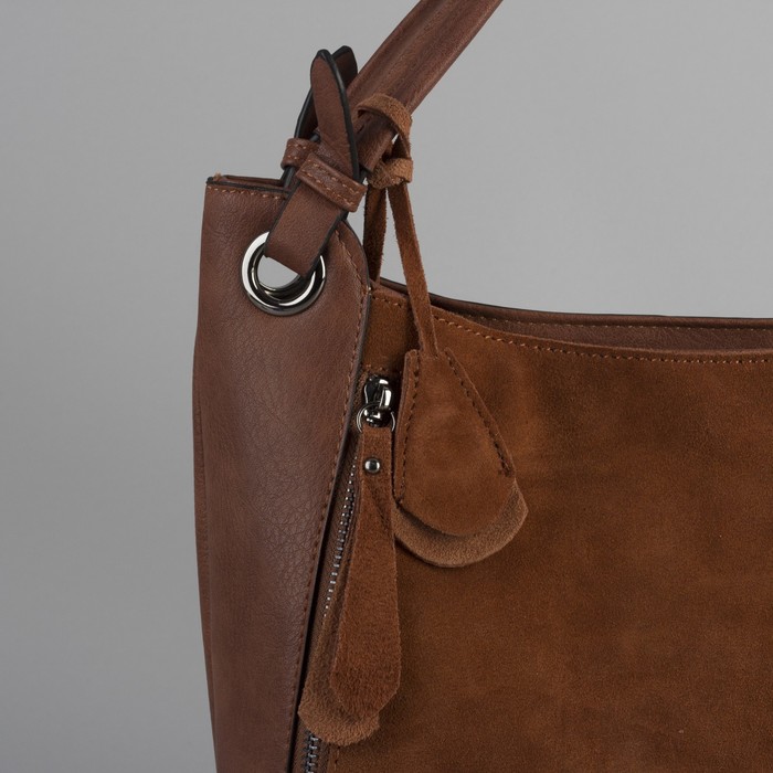 Сумка женская, отдел с перегородкой на молнии, 3 наружных кармана, цвет рыжий