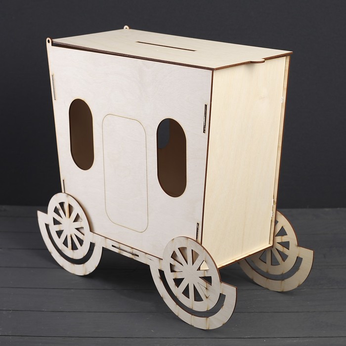 Заготовка для декора "Карета для сбора денег" из фанеры,набор 8 деталей 35х16,5х30 см