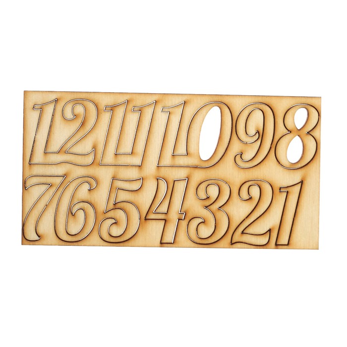 Набор цифр для часов "Курсив" из фанеры, высота цифры 3 см