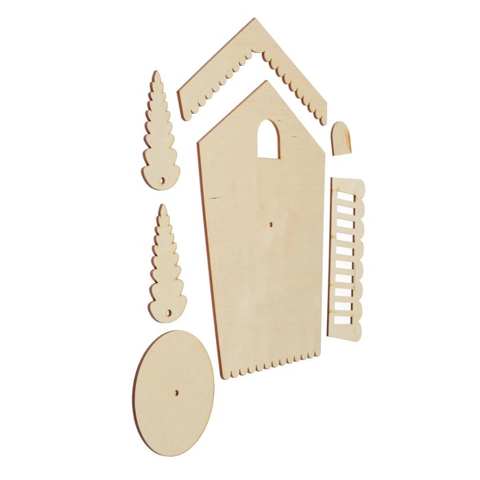 Основа для часов "С кукушкой" из фанеры, набор 7 деталей 28х25 см