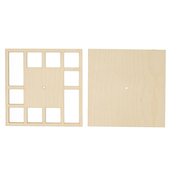 Основа для часов "Ячейки" из фанеры, 21х21 см, ячейки 4х4 см, 9х4 см набор 2 детали