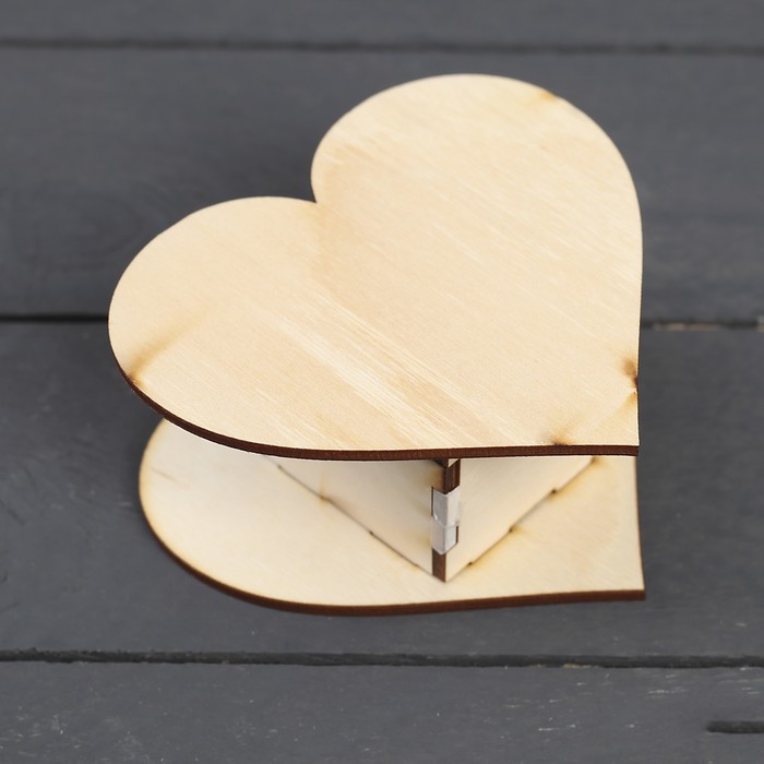 Шкатулка для декора "Сердечко" из фанеры, набор 6 деталей 10х9х4 см