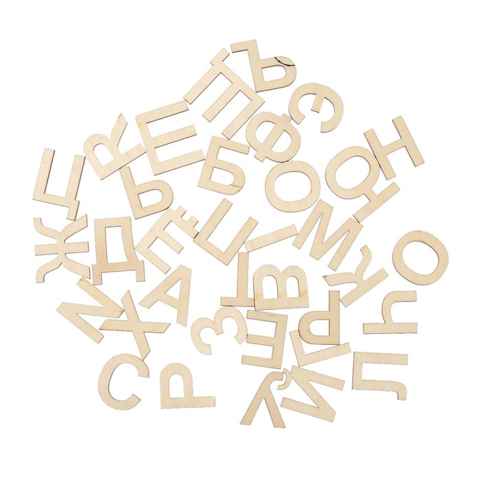 Заготовка для декора "Алфавит" из фанеры (набор 33 шт)  высота букв 4,5 см