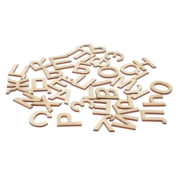 Заготовка для декора "Алфавит" из фанеры (набор 33 шт) высота букв 4,5 см