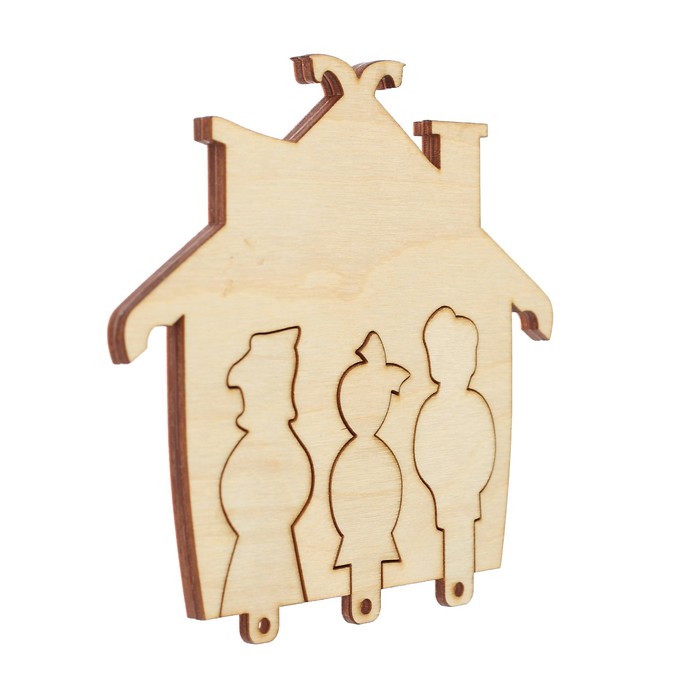 Ключница для декора "Трое" из фанеры, набор 4 детали 15х15 см