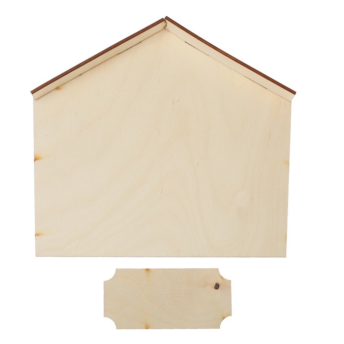 Ключница для декора с накладкой "Домик" из фанеры, набор 4 детали 21х19,5 см