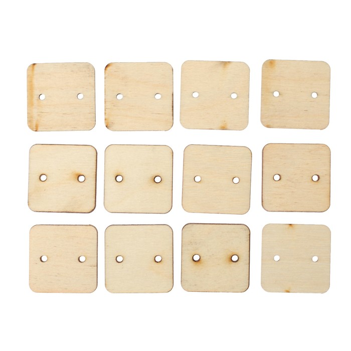 Набор бирок 12 шт. для календаря дней рождений "Квадратики" из фанеры, 3х3 см