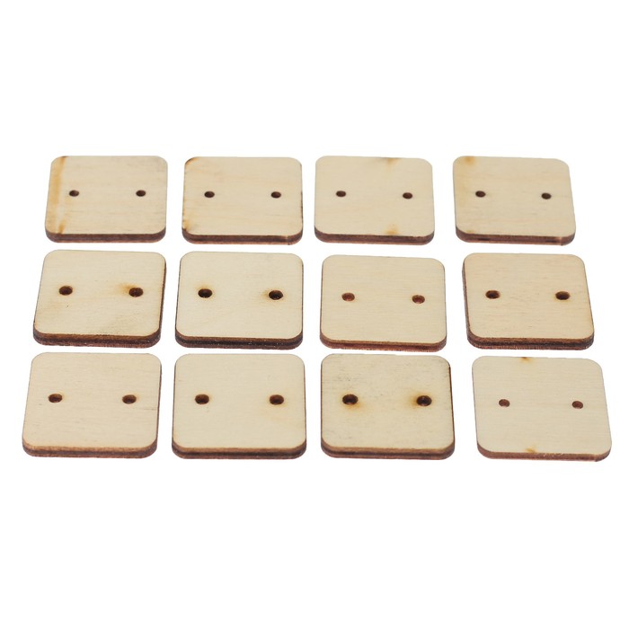 Набор бирок 12 шт. для календаря дней рождений "Квадратики" из фанеры, 3х3 см