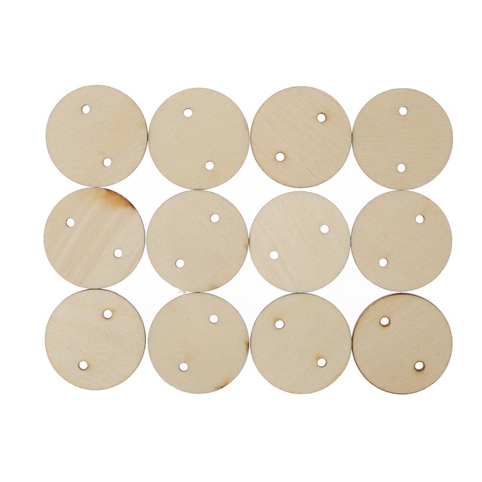 Набор бирок 12 шт. для календаря дней рождений "Кружочки" из фанеры, 3х3 см