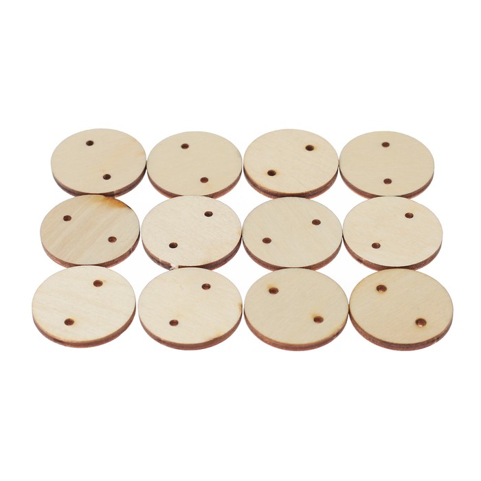 Набор бирок 12 шт. для календаря дней рождений "Кружочки" из фанеры, 3х3 см