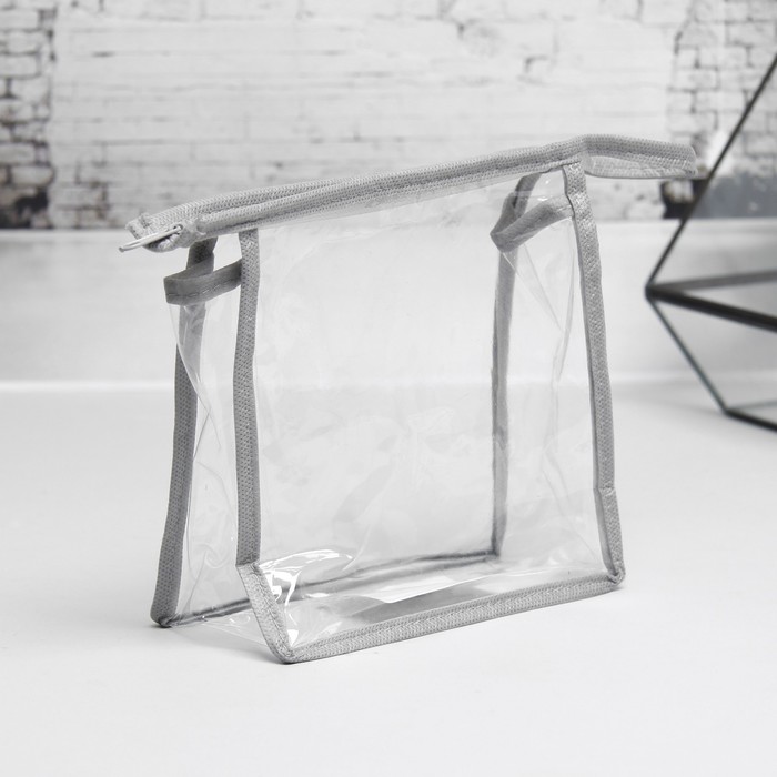 Сумка-косметичка, отдел на молнии, цвет серый