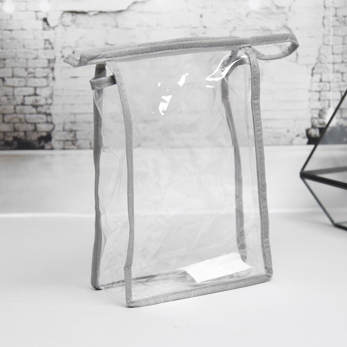 Сумка-косметичка, отдел на молнии, цвет серый