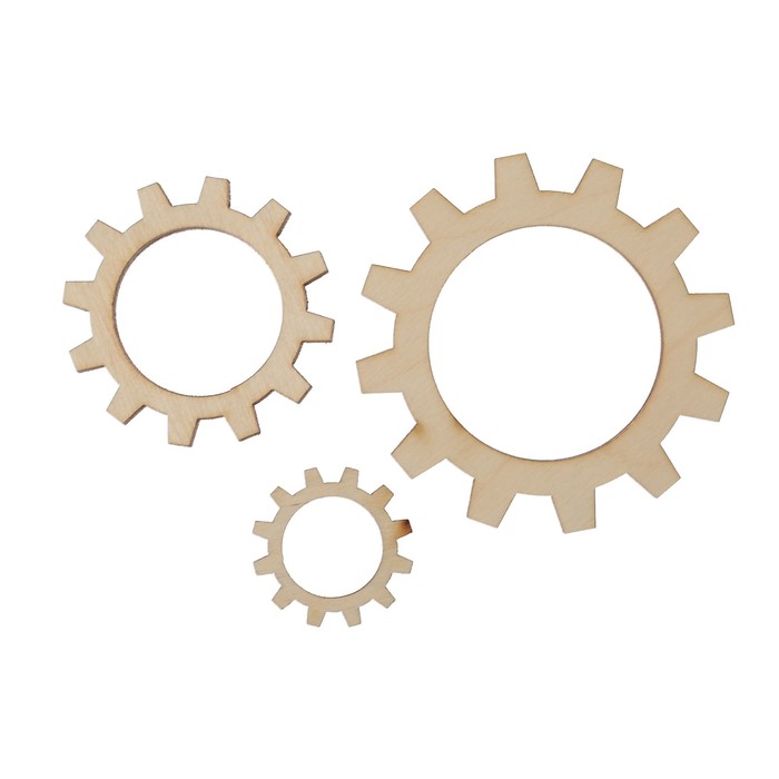 Декоративные элементы для творчества"Шестерёнки № 3"из фанеры (набор 3 шт) 7х7см,5х5см,3х3см