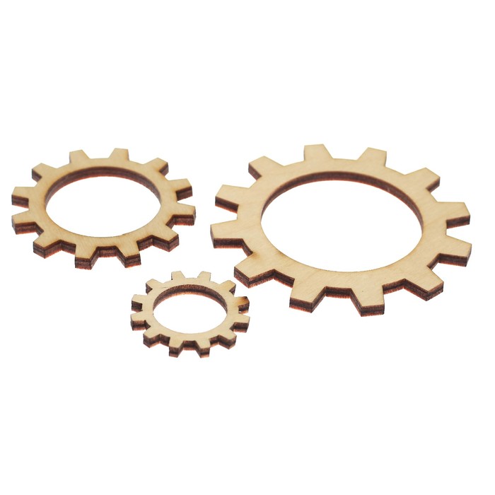 Декоративные элементы для творчества"Шестерёнки № 3"из фанеры (набор 3 шт) 7х7см,5х5см,3х3см