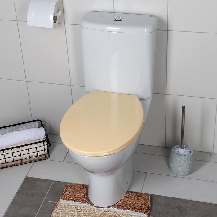 Сиденье для унитаза «Евро», с пластиковыми креплениями, цвет кремовый