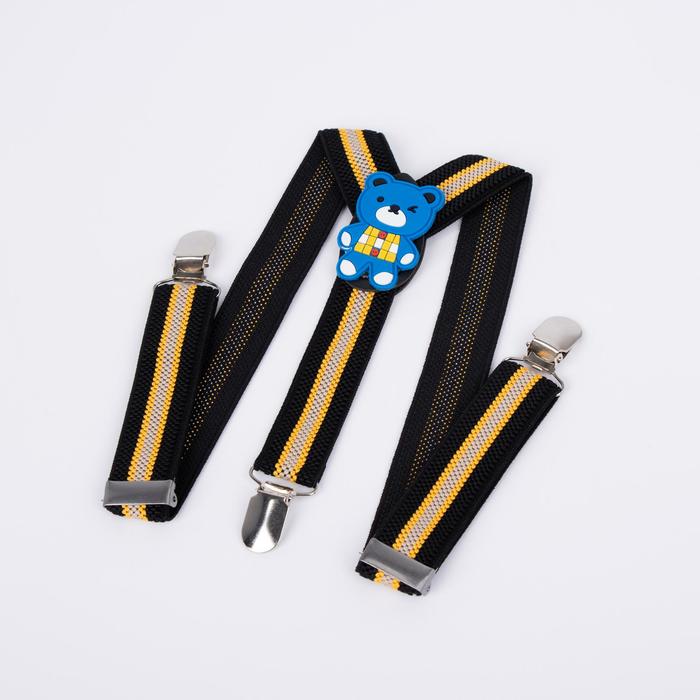 Подтяжки детские «Мишка», цвет чёрный/оранжевый/серый