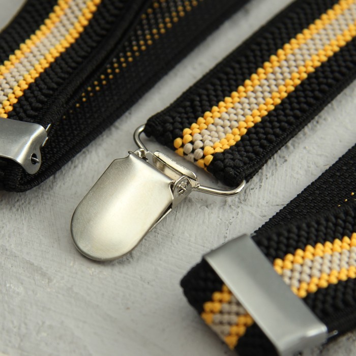 Подтяжки детские «Мишка», цвет чёрный/оранжевый/серый