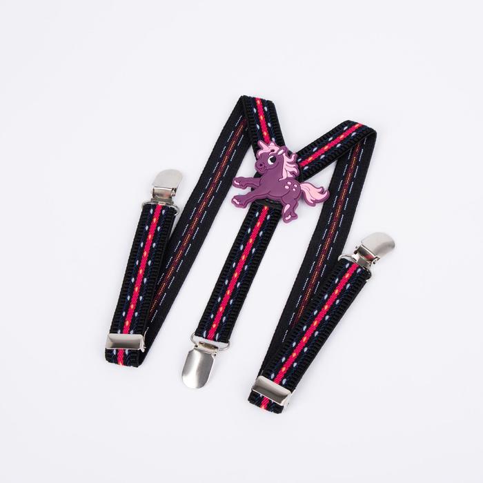 Подтяжки детские «Единорог», цвет чёрный/красный/фиолетовый