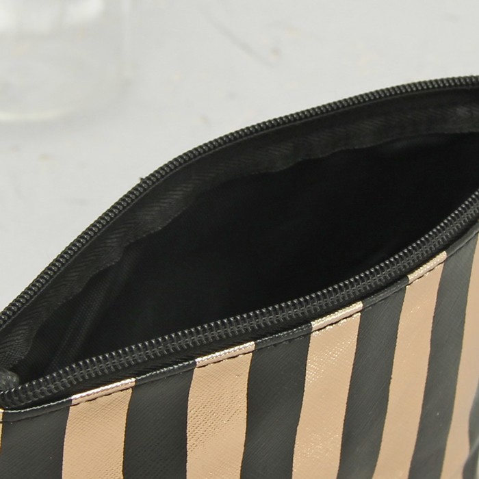 Набор косметичек 2 в 1, отдел на молнии, цвет чёрный/шампань