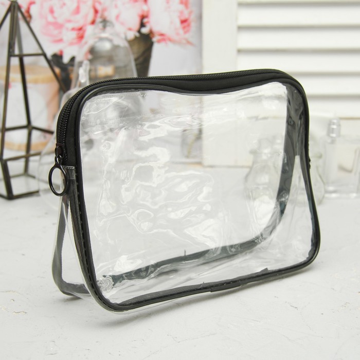 Набор косметичек 2 в 1, отдел на молнии, цвет чёрный/серебристый