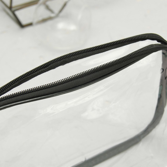 Набор косметичек 2 в 1, отдел на молнии, цвет чёрный/серебристый