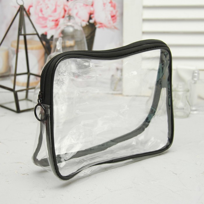 Набор косметичек 2 в 1, отдел на молнии, цвет чёрный/красный