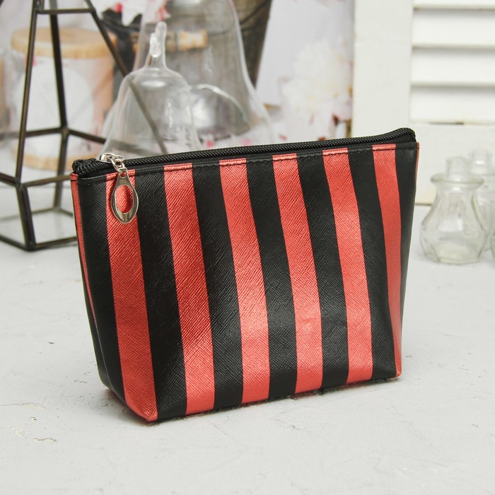 Набор косметичек 2 в 1, отдел на молнии, цвет чёрный/красный