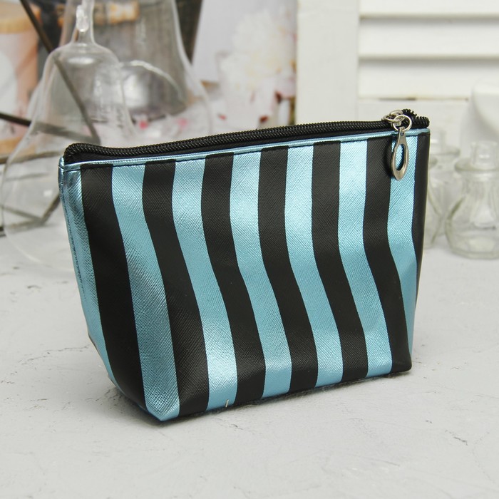 Набор косметичек 2 в 1, отдел на молнии, цвет чёрный/бирюзовый