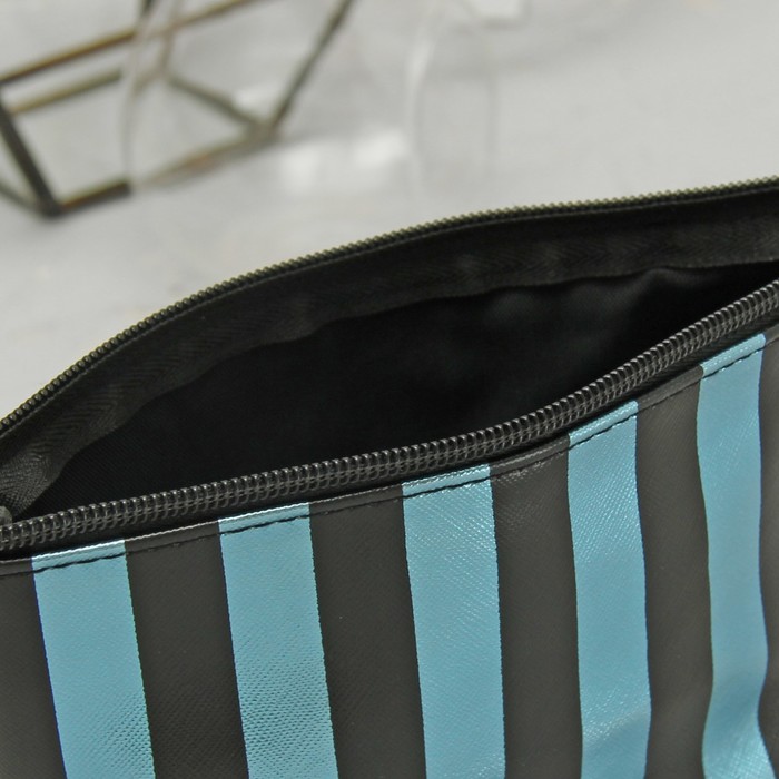 Набор косметичек 2 в 1, отдел на молнии, цвет чёрный/бирюзовый