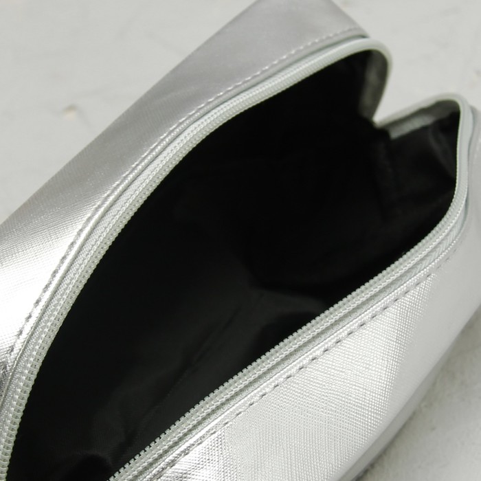 Косметичка дорожная, отдел на молнии, цвет чёрный/серебро