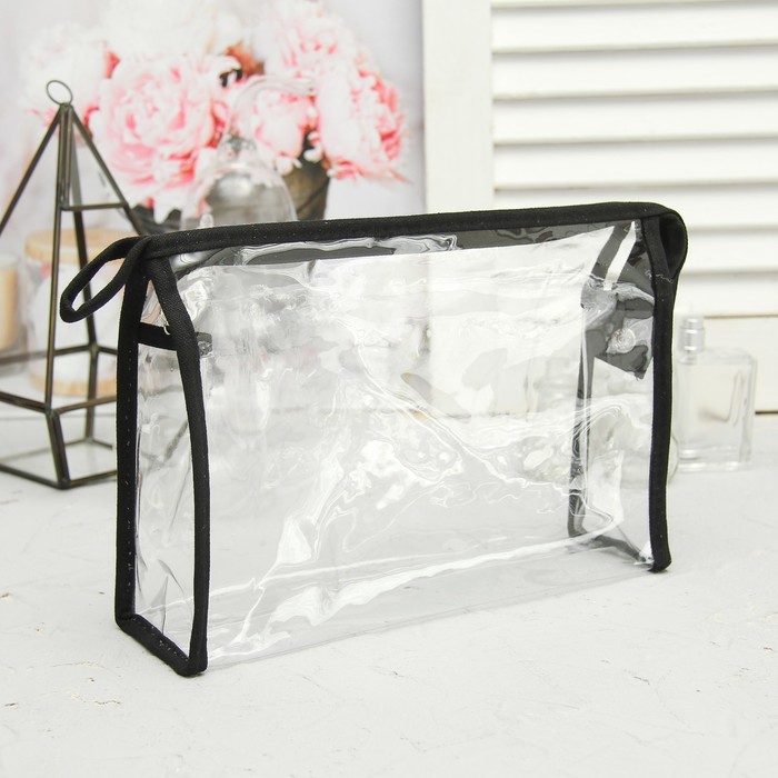 Набор косметичек 2 в 1 «Кружева» , отдел на молнии, цвет чёрный